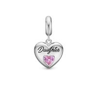 Daughter - Hænger Charm 4 mm Til Armbånd - Blankpoleret Sterling Sølv m. 3 Turmalin