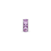 Lavender Baguette - Charm 4 mm Til Armbånd - Blankpoleret Sterling Sølv m. 10 Cubic Zirkonia