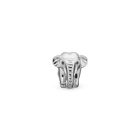 Elephant - Charm 4 mm Til Armbånd - Blankpoleret Sterling Sølv m. 2 Onyx