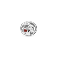 Stjernetegn Stenbuk - Charm 4 mm Til Armbånd - Blankpoleret Sterling Sølv m. 1 Garnet
