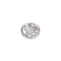 Stjernetegn Vandmand - Charm 4 mm Til Armbånd - Blankpoleret Sterling Sølv m. 1 Ametyst