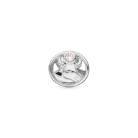 Stjernetegn Tyr - Charm 4 mm Til Armbånd - Blankpoleret Sterling Sølv m. 1 Rosa Kvarts