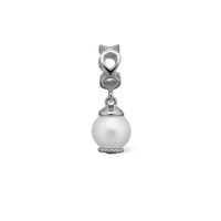 Moving Pearl - Hænger Charm 4 mm Til Armbånd - Blankpoleret Sterling Sølv m. 1 Ferskvandsperle