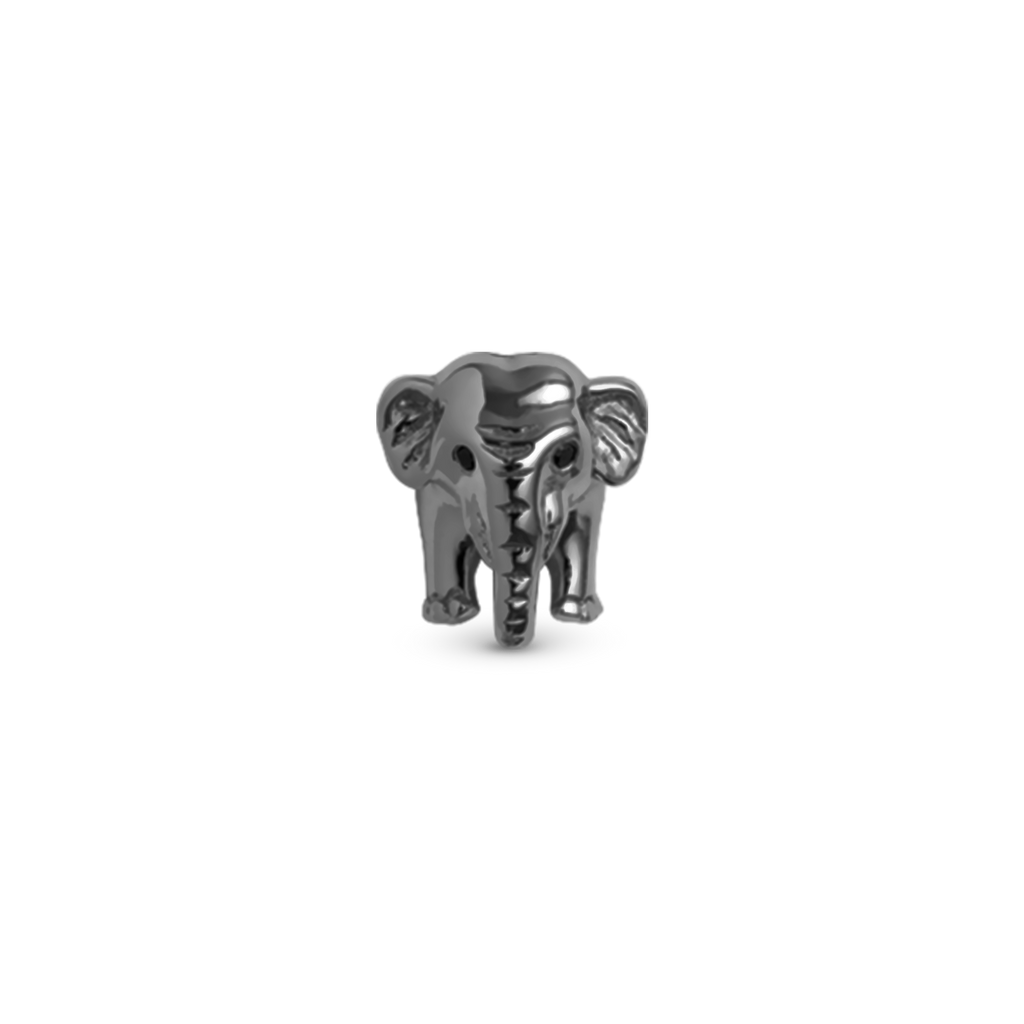 Elephant m 2 sorte safirer sort rutheniu Charms til læderarmbånd - CHRISTINA