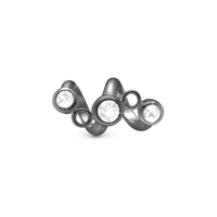 Twist Charm 6 mm til Classic Læderarmbånd - Blankpoleret Rutheniumbelagt m. 3 Hvide Cubic Zirkonia