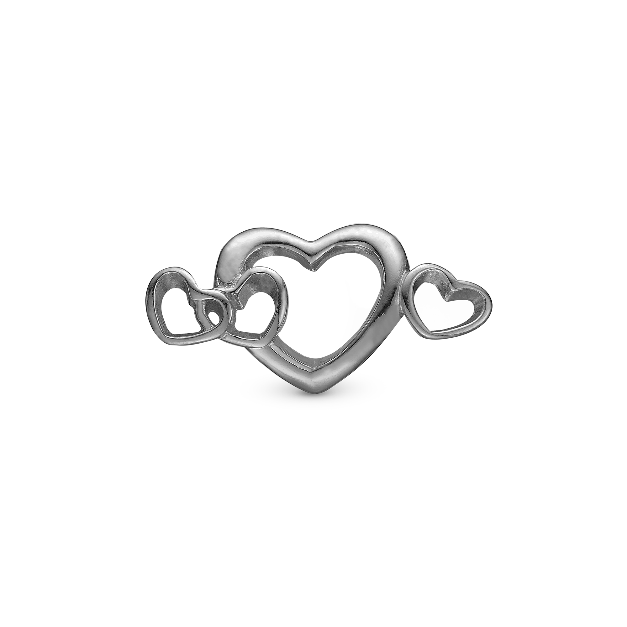 4 Hearts Love charm sort ruthenium Charms til læderarmbånd - CHRISTINA