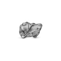 Curved Leaf Charm 6 mm til Classic Læderarmbånd - Mat Rutheniumbelagt m. 6 Hvide Cubic Zirkonia