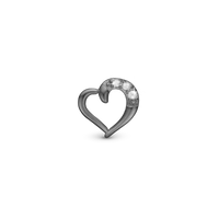 Love Story Charm 6 mm til Classic Læderarmbånd - Blankpoleret Rutheniumbelagt m. 3 Hvide Cubic Zirkonia
