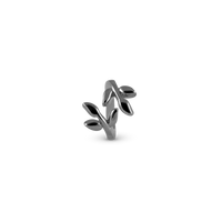 Laurel Leaf Charm 6 mm til Classic Læderarmbånd - Blankpoleret Rutheniumbelagt