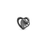 Hearts 2-tone Charm 6 mm til Classic Læderarmbånd - Mat Rutheniumbelagt m. 3 Hvide Topas