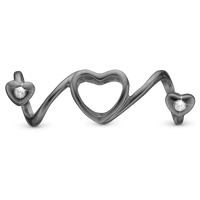 Soulmate Charm 6 mm til Classic Læderarmbånd - Blankpoleret Rutheniumbelagt m. 2 Hvide Topas