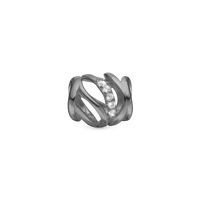 Real Harmony Charm 6 mm til Classic Læderarmbånd - Blankpoleret Rutheniumbelagt m. 5 Hvide Topas