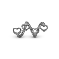 Family Hearts Charm 6 mm til Classic Læderarmbånd - Blankpoleret Rutheniumbelagt
