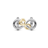 Mother & Child Love Charm 6 mm til Classic Læderarmbånd - Blankpoleret Bicolor m. 1 Topas