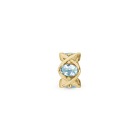 Sky Topaz Heaven Charm 6 mm til Classic Læderarmbånd - Blankpoleret Forgyldt Sterling Sølv m. 4 Turkis Sky Topas
