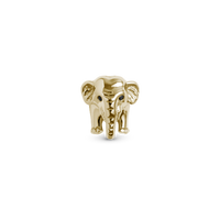 Elephant forgyldt Charm 6 mm til Classic Læderarmbånd - Blankpoleret Forgyldt Sterling Sølv m. 2 Sorte Safir