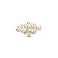 Marguerits Field Charm 6 mm til Classic Læderarmbånd - Blankpoleret Forgyldt Sterling Sølv m. 9 Hvide Topas
