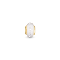 White Topaz Globe Charm 6 mm til Classic Læderarmbånd - Glas Forgyldt Sterling Sølv m. 16 Topas