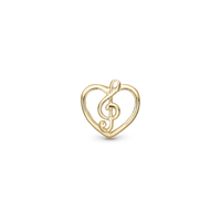 Music Love Charm 6 mm til Classic Læderarmbånd - Blankpoleret Forgyldt Sterling Sølv