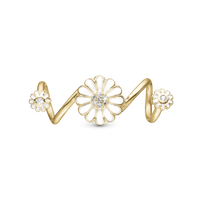 Marguerit Soul Charm 6 mm til Classic Læderarmbånd - Blankpoleret Forgyldt Sterling Sølv m. 9 Hvide Topas