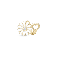 Marguerit Heart Charm 6 mm til Classic Læderarmbånd - Blankpoleret Forgyldt Sterling Sølv m. 1 Diamant