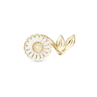 Margurite With Leafs Charm 6 mm til Classic Læderarmbånd - Blankpoleret Forgyldt Sterling Sølv m. 1 Topas