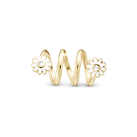Dancing Marguerits Charm 6 mm til Classic Læderarmbånd - Blankpoleret Forgyldt Sterling Sølv m. 2 Hvide CZ