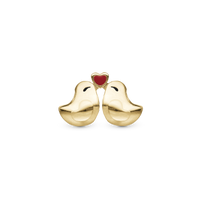 Love Birds Charm 6 mm til Classic Læderarmbånd - Blankpoleret Forgyldt Sterling Sølv