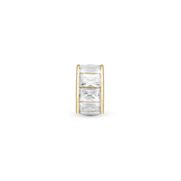 White Baguette Charm 6 mm til Classic Læderarmbånd - Blankpoleret Forgyldt Sterling Sølv m. 10 Hvide Cubic Zirkonia