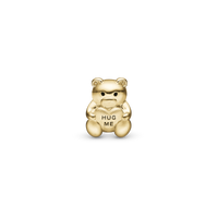 Hug Me Bear Charm 6 mm til Classic Læderarmbånd - Blankpoleret Forgyldt Sterling Sølv