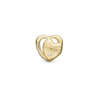 Mor I love You Charm 6 mm til Classic Læderarmbånd - Mat Forgyldt Sterling Sølv m. 1 Cubic Zirkonia