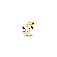 Laurel Leaf Charm 6 mm til Classic Læderarmbånd - Blankpoleret Forgyldt Sterling Sølv