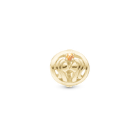 Stjernetegn Tvilling Charm 6 mm til Classic Læderarmbånd - Blankpoleret Forgyldt Sterling Sølv m. 1 Citrin