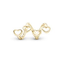 Family Hearts Charm 6 mm til Classic Læderarmbånd - Blankpoleret Forgyldt Sterling Sølv