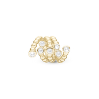 Galaxies Charm 6 mm til Classic Læderarmbånd - Blankpoleret Forgyldt Sterling Sølv m. 7 Hvide Topas