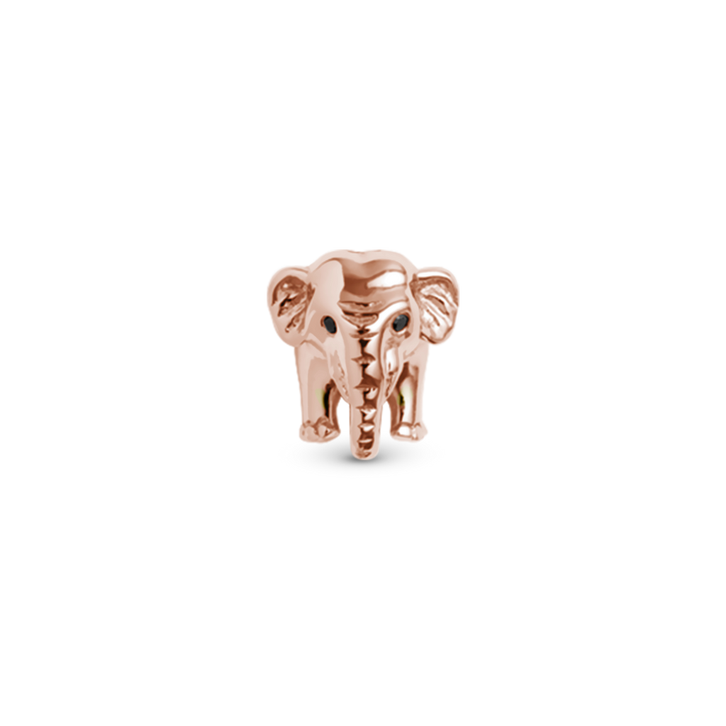 Elephant m 2 sorte safirer rosa forgyldt Charms til læderarmbånd - CHRISTINA
