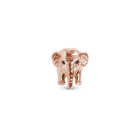 Elephant m 2 sorte safirer rosa forgyldt Charm 6 mm til Classic Læderarmbånd - Blankpoleret Rosaforgyldt m. 2 Sorte Safir