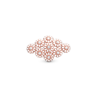 Marguerits Field Charm 6 mm til Classic Læderarmbånd - Blankpoleret Rosaforgyldt m. 9 Hvide Topas