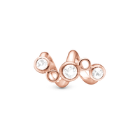 Twist Charm 6 mm til Classic Læderarmbånd - Blankpoleret Rosaforgyldt m. 3 Hvide Cubic Zirkonia