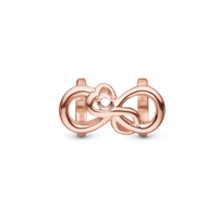 Mother & Child Love Charm 6 mm til Classic Læderarmbånd - Blankpoleret Rosaforgyldt m. 1 Topas
