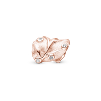 Curved Leaf Charm 6 mm til Classic Læderarmbånd - Mat Rosaforgyldt m. 6 Hvide Cubic Zirkonia