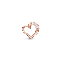 Love Story Charm 6 mm til Classic Læderarmbånd - Blankpoleret Rosaforgyldt m. 3 Hvide Cubic Zirkonia