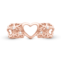 Forever and Ever Charm 6 mm til Classic Læderarmbånd - Blankpoleret Rosaforgyldt m. 4 Hvide Topas