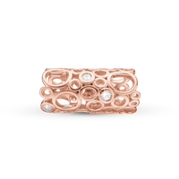 Champagne Love Charm 6 mm til Classic Læderarmbånd - Blankpoleret Rosaforgyldt m. 3 Hvide Topas