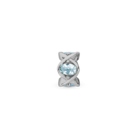Sky Topaz Heaven Charm 6 mm til Classic Læderarmbånd - Blankpoleret Sterling Sølv m. 4 Turkis Sky Topas