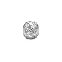 Ocean Soul Charm 6 mm til Classic Læderarmbånd - Blankpoleret Sterling Sølv m. 10 Hvide Topas
