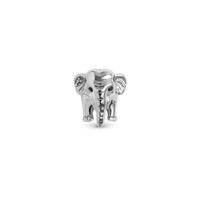 Elephant Charm 6 mm til Classic Læderarmbånd - Blankpoleret Sterling Sølv m. 2 Sorte Safir
