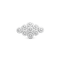 Marguerits Field Charm 6 mm til Classic Læderarmbånd - Blankpoleret Sterling Sølv m. 9 Hvide Topas