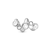 Twist Charm 6 mm til Classic Læderarmbånd - Blankpoleret Sterling Sølv m. 3 Hvide Cubic Zirkonia