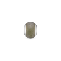 Green Moss Magic Charm 6 mm til Classic Læderarmbånd - Blankpoleret Sterling Sølv m. 1 Agat